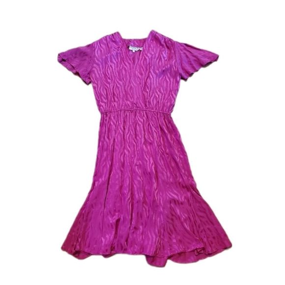 80's Vintage Pavilion Silk Fit & Flare Dress - Picture 1 of 12